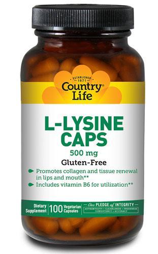 L-Lysine 500 mg w/B6 - 100 Vegetarian Capsules